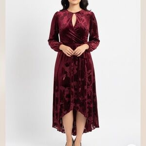 Calvin Klein Burgundy High Low Dress